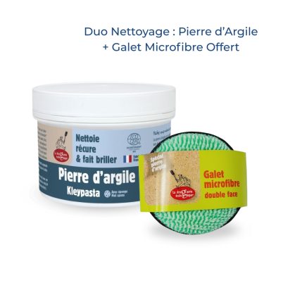 Photo produit : Duo nettoyage : Pierre d'Argile et Galet microfibre offert