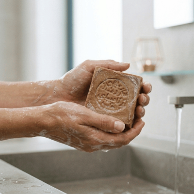 Lavage des mains avec un savon d’Alep